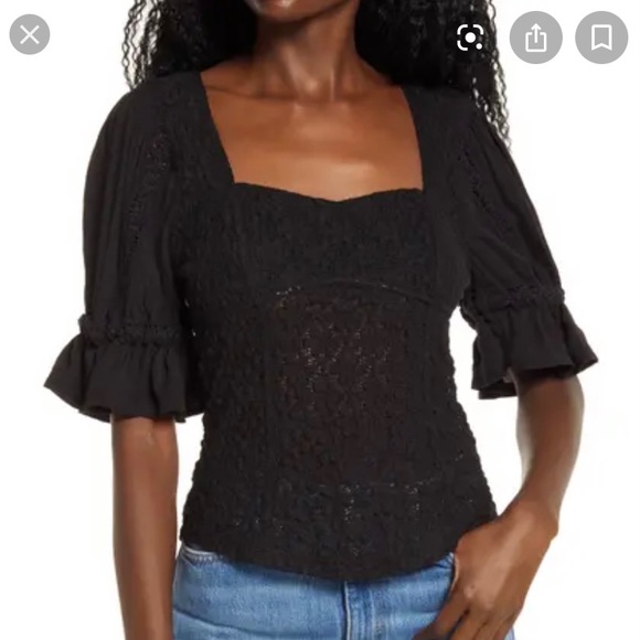 Adorable Free People Black Lace Top - NWT Small - Picture 2 of 6